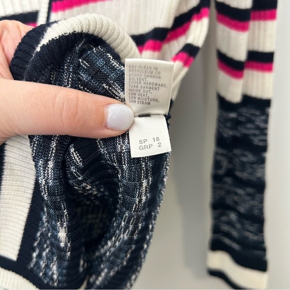 St. John Wool and Cashmere Blend Striped Ribbed Cardigan - Picture 7 of 9